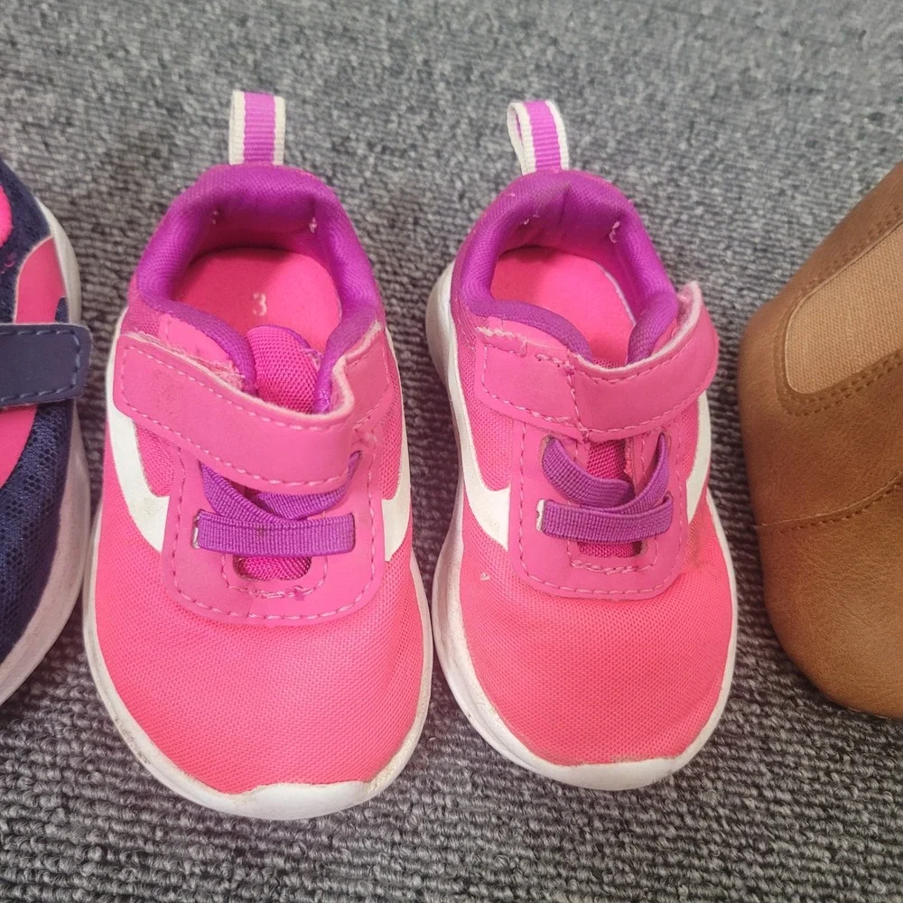 Wonder Nation Size 3 Sneakers and Boots Infant Girls 3 Pair Footwear Lot